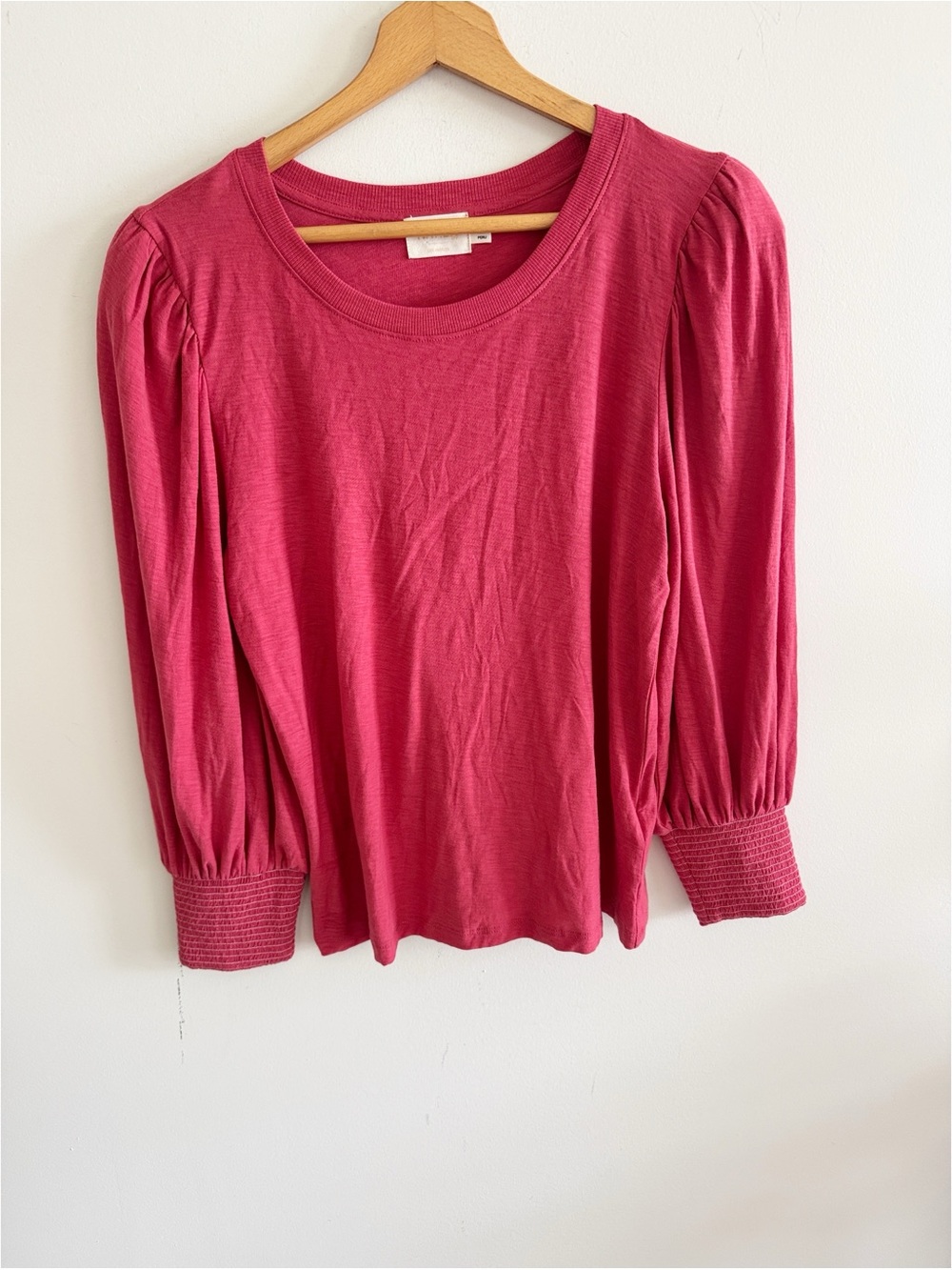 Nation long sleeve burnt red long smocked sleeve cotton top size large